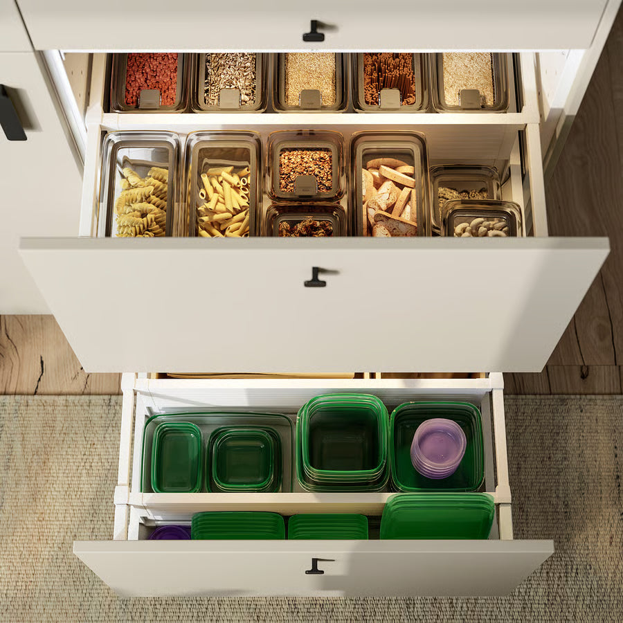 Food container with lid, set of 17, green