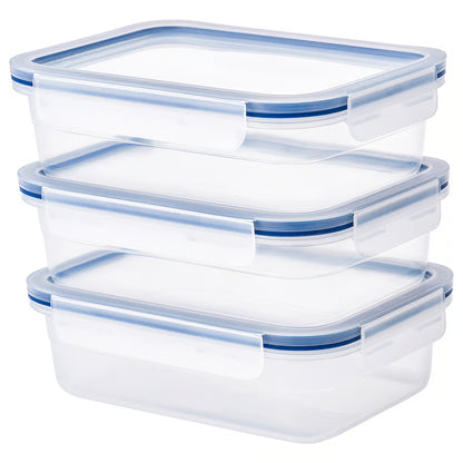 Food container with lid, rectangular/plastic, 1.0 l (34 Oz) [ 3 pack ]