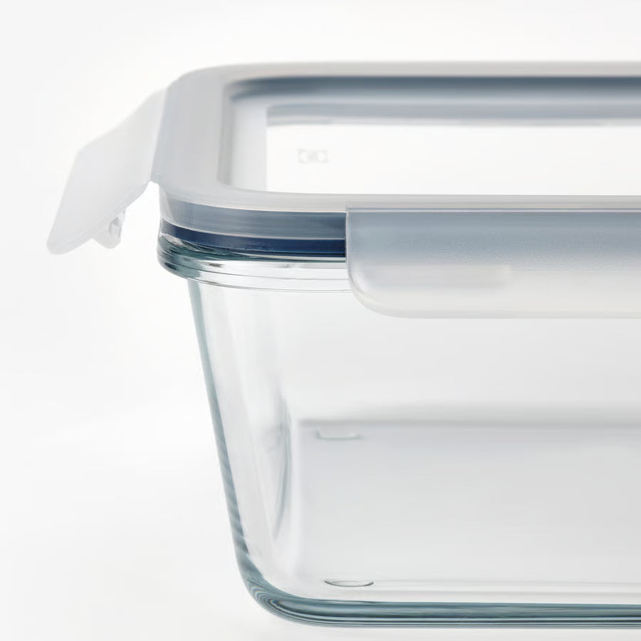 Food container with lid, square/glass, 600 ml (20 oz.) [ 3 pack ]