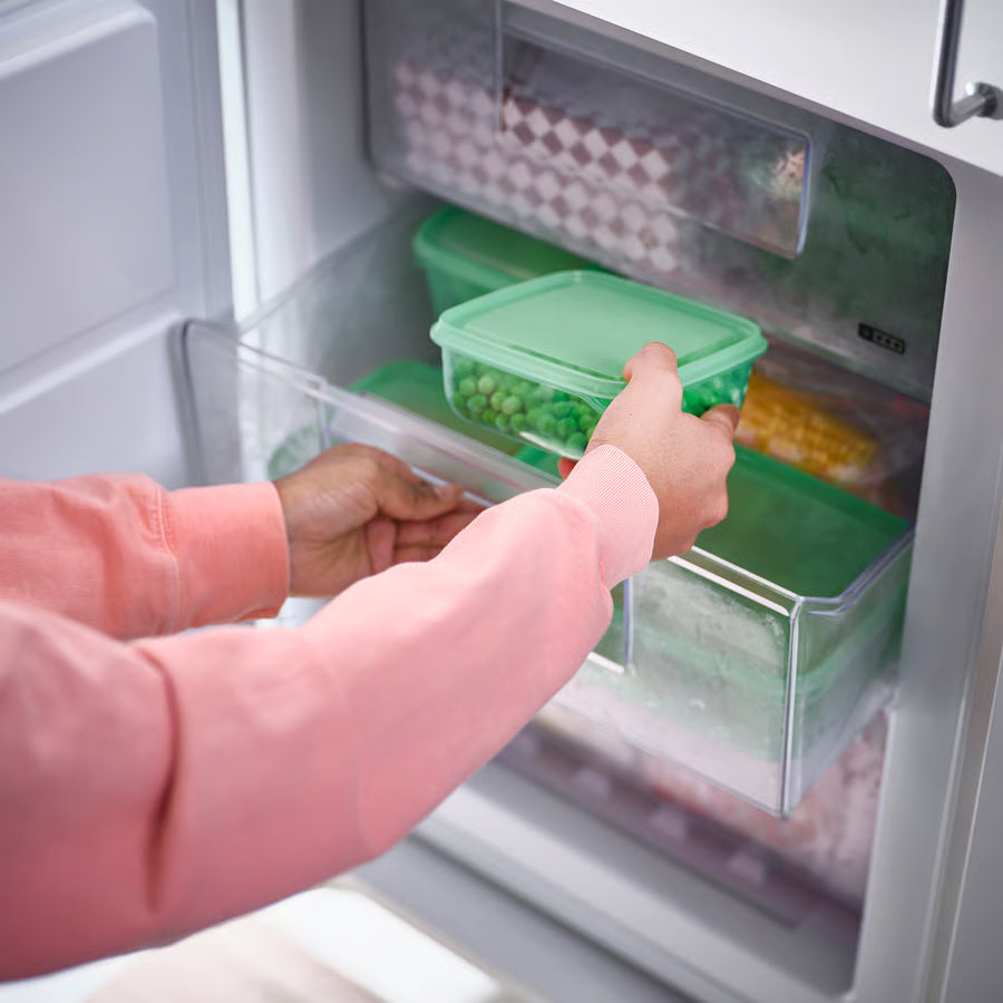 Food container with lid, set of 17, green